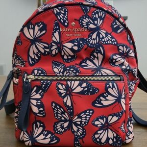 Kate Spade Butterfly Print Backpack in Red and Navy
